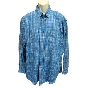 L.L. Bean Blue/White Cotton‎ Button Up Shirt Long Sleeve Size XL Reg
